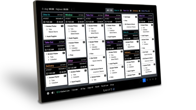 Shift4 Dine kitchen display screen